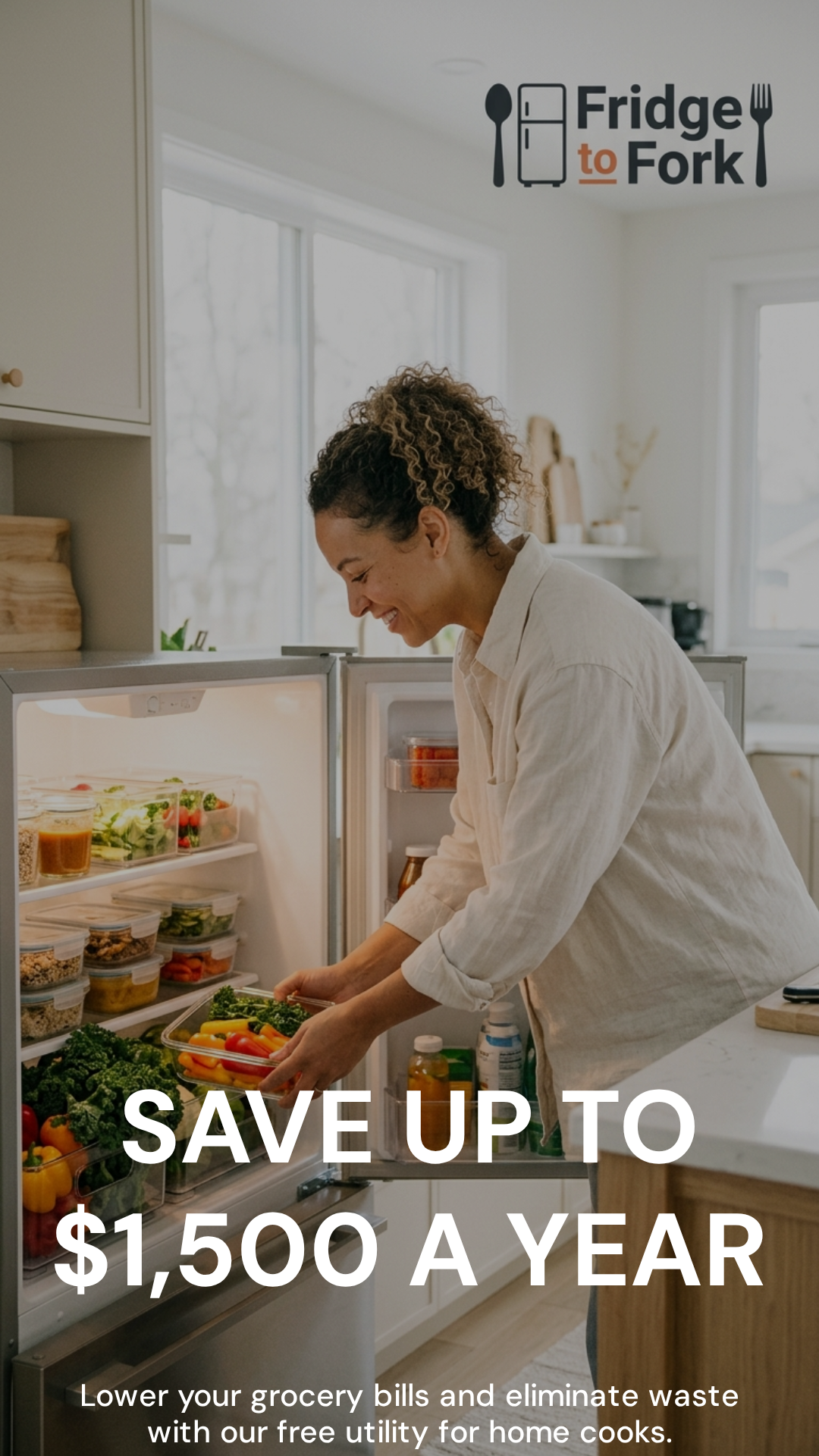 Woman finding recipes from her fridge with ToEat
